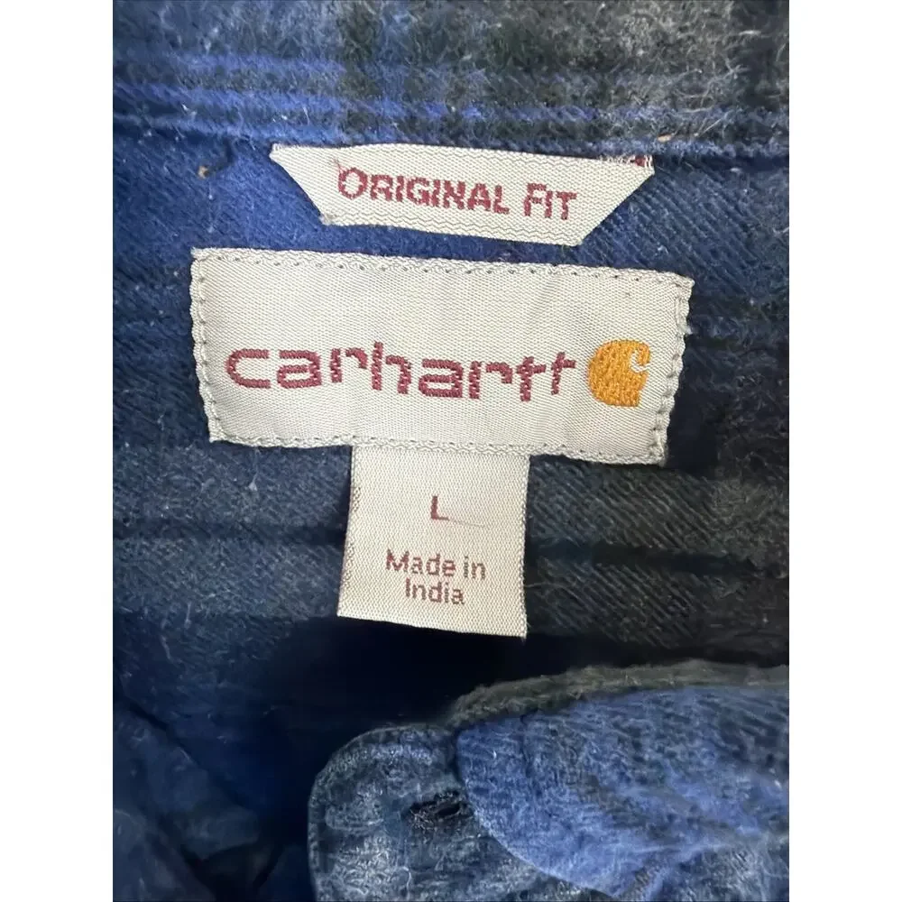 Carhartt Mens Flannel Shirt Large‎ Plaid Original Fit Heavyweight Outdoor Gorp - Picture 4 of 10
